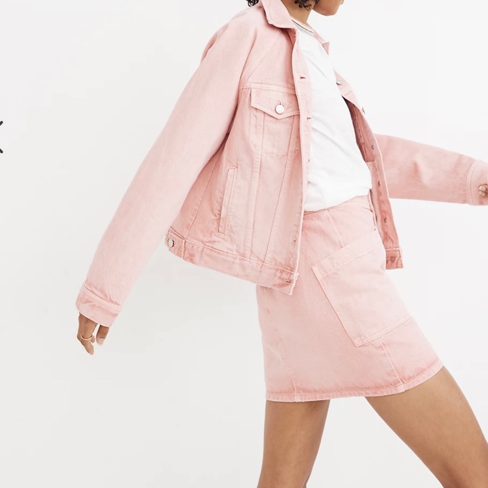 SOLD Madewell Raglan Oversized Denim Jacket in Dusty Rose